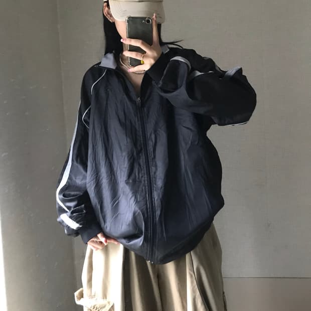 나이키 블랙 오버핏 바람막이