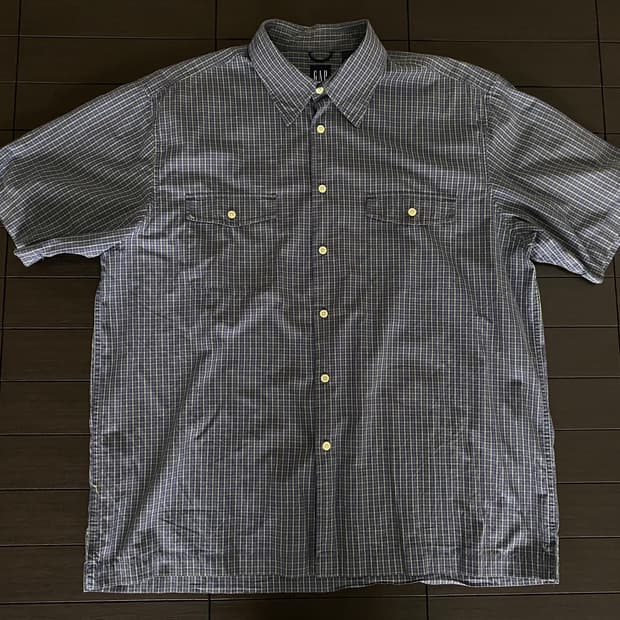 (XL) 올드갭 체크 반팔 셔츠
