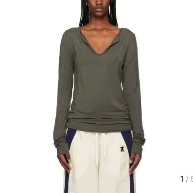 open yy 헨리넥 롱슬리브 카키M