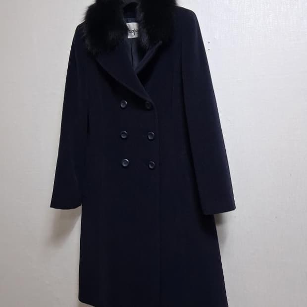 일본수입 cojana 앙고라 더블 롱코트 폭스카라탈부착 순모 66