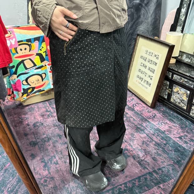 도트 블랙 레이어드 스커트
