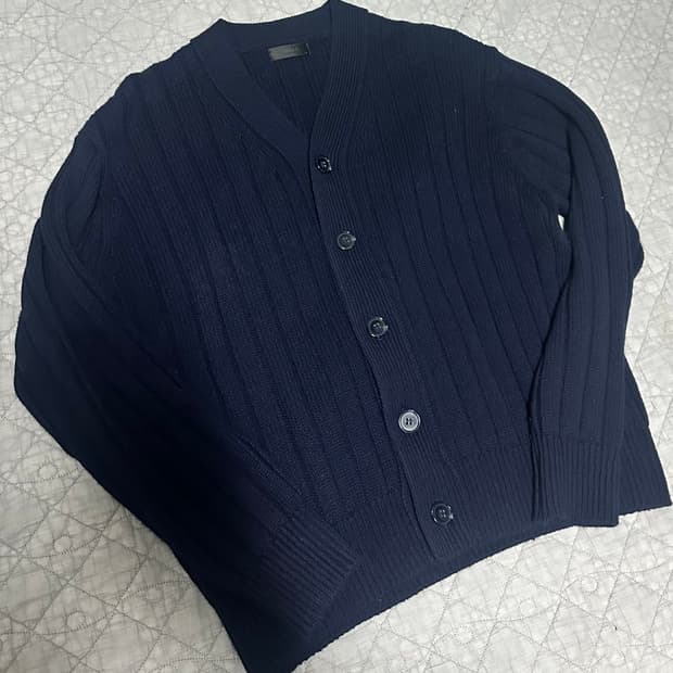 모마디자인 골지 크롭가디건/다크네이비/48
