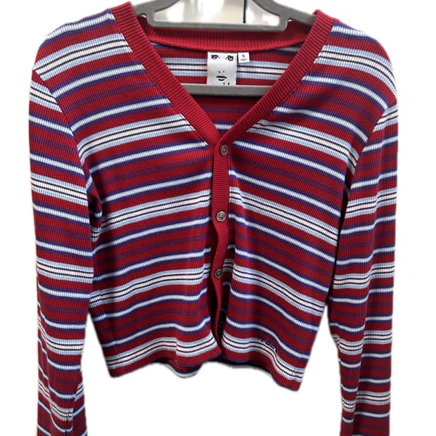 X-girl 배색 스트라이프 가디건