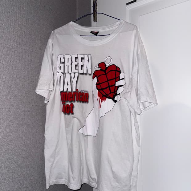 Greenday American Idiot 락 밴 흰색반팔