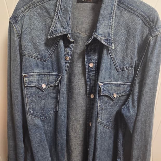 RRL 슬림핏 데님 웨스턴 셔츠