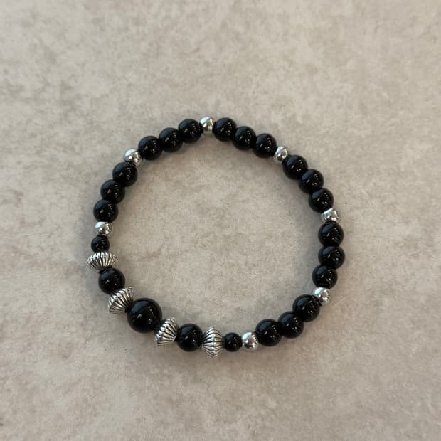 합금 오닉스 비즈 팔찌