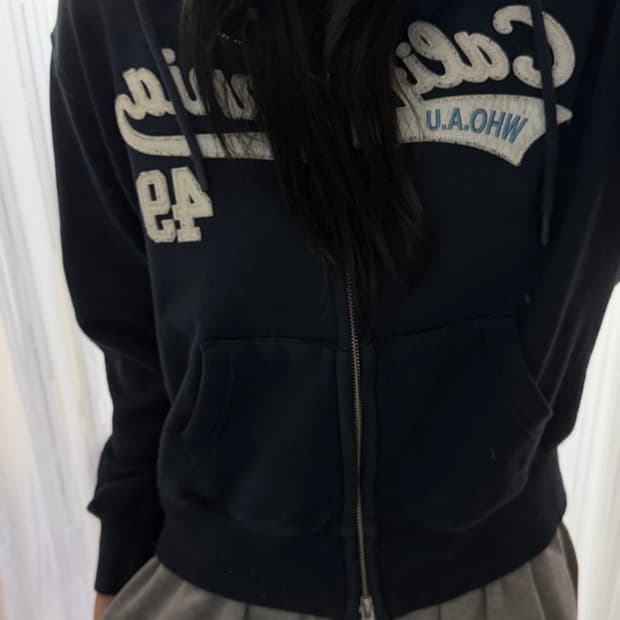 후아유 네이비 후드집업 S