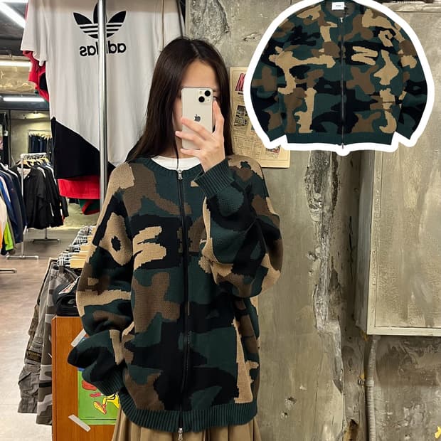 엑스톤즈 카모 가디건 투웨이 집업 그린 L #csz1158