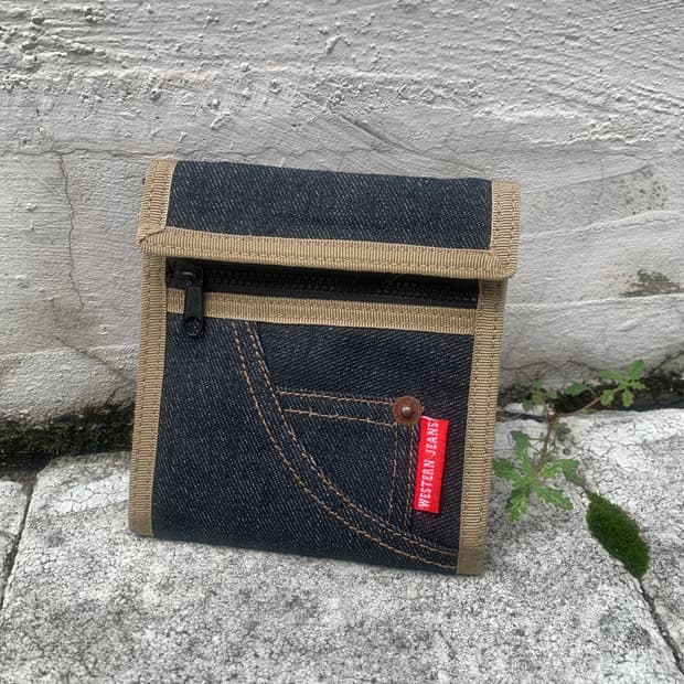 (빈티지)JPN western jeans 데님 바이폴드 반지갑