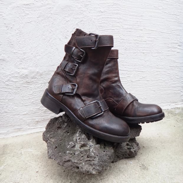 VERO CUOIO buckle leather middle boots 