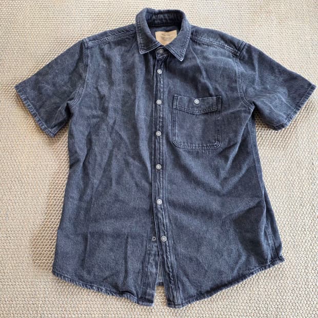 American Vintage  워시드 데님 스냅버튼 셔츠 샤켓