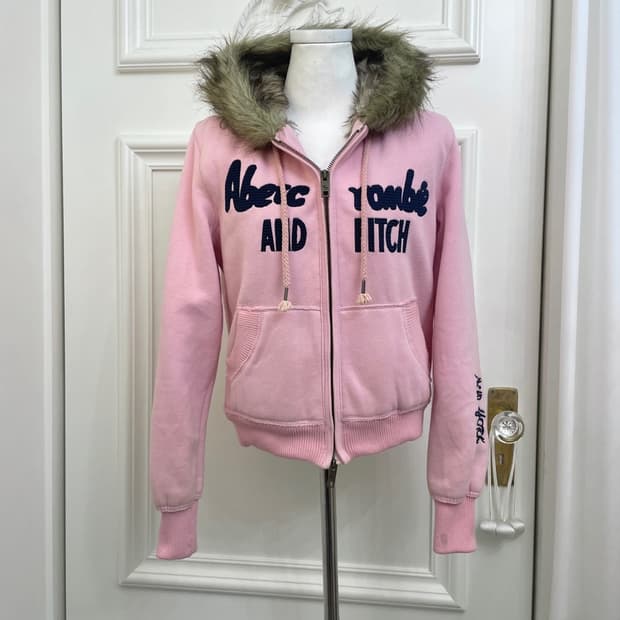 ABERCROMBIE pink wolf warm hoodie-zip