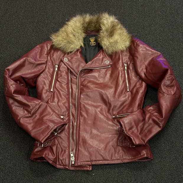 펑크 프레쉬 트리밍 퍼 비건 레더 라이더자켓 팝니다