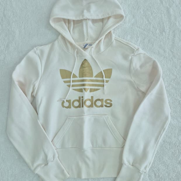 아디다스 파이어버드 빅로고 기모후드티 90(골드 트레포일)