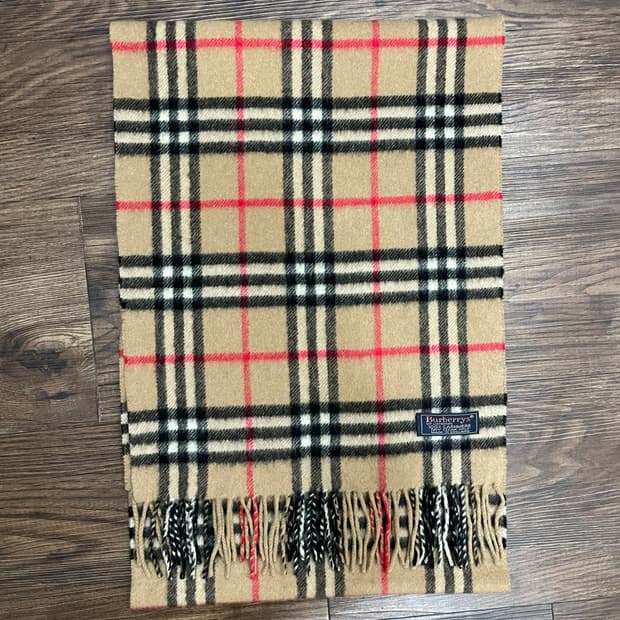 버버리 100% 캐시미어 노바체크 머플러 베이지