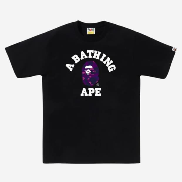 [새상품/L] 베이프 카모 컬리지 티셔츠 블랙 퍼플