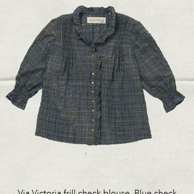 비아 플레인 체크 블라우스 사이즈 프리