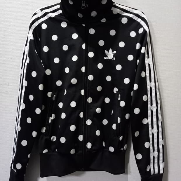 아디다스 파이어버드 블랙 도트 땡땡이 여자 트랙탑 저지 져지집업 85