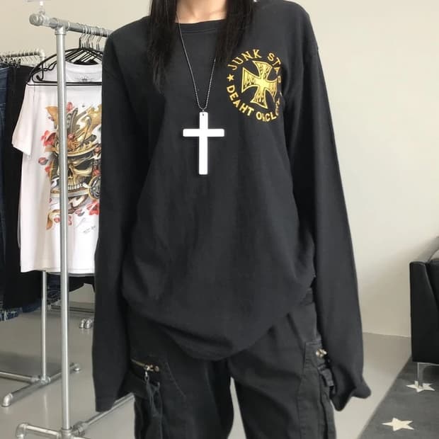 jpn 스컬 프린팅 롱슬리브