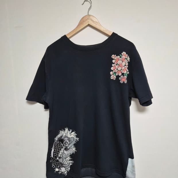 일본빈티지 잉어자수 티셔츠 2XL사이즈 - T69