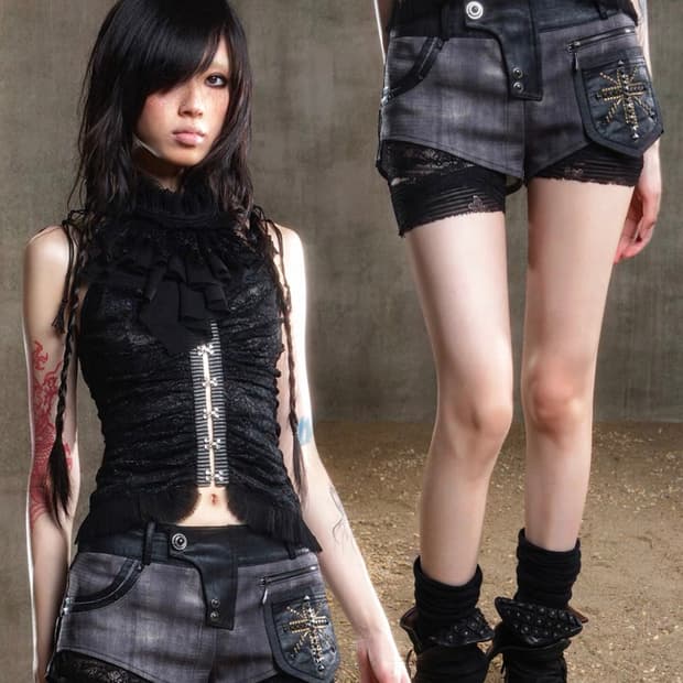 Ariadnaw 블랙 레이스 숏팬츠