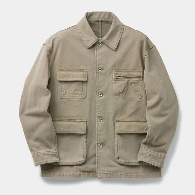 [M]쿠어 오버 다이드 커버올 자켓 (워시드베이지)