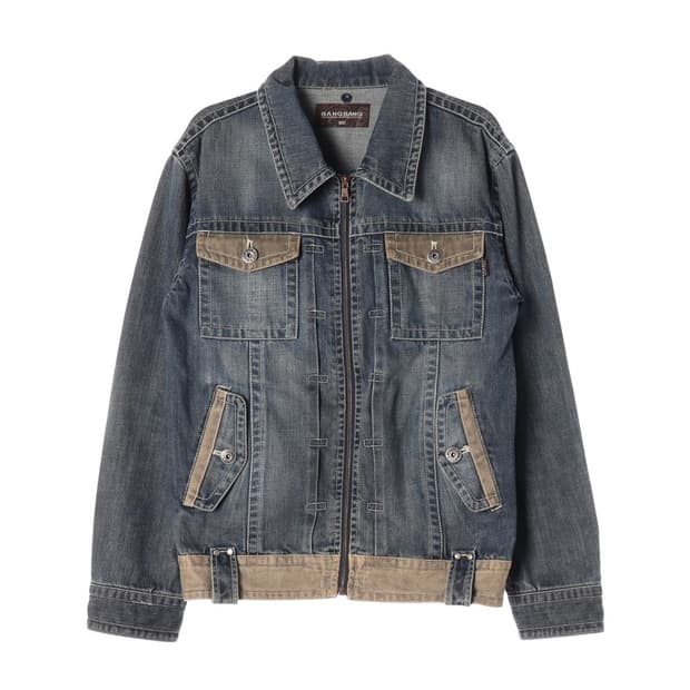 뱅뱅 빈티지 배색 포인트 워싱 데님 자켓 L