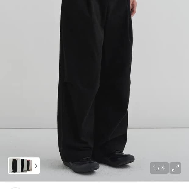 (새상품)(XL) 드로우핏 에센셜 와이드 원턱 코듀로이 팬츠 BLACK