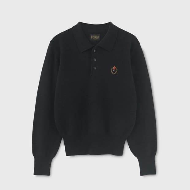 헤리티지플로스 울 폴로 셔츠 니트 s 블랙