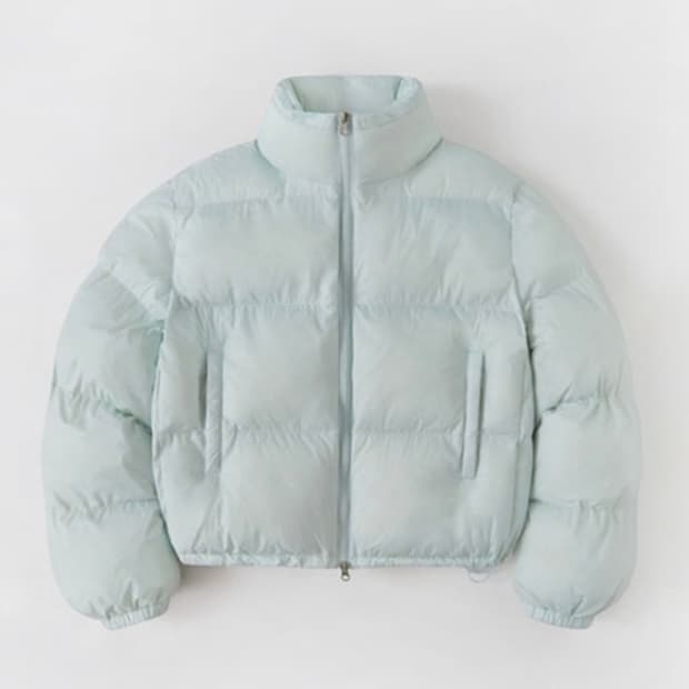 오로 웜 페어리 크롭 푸퍼 패딩 soda blue