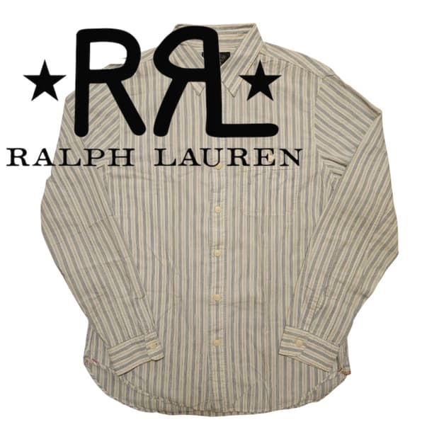 RRL 스트라이프 워크 셔츠 오프화이트