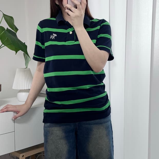 [정품] 아베크롬비 그린 단가라 반팔카라티 [ M ]