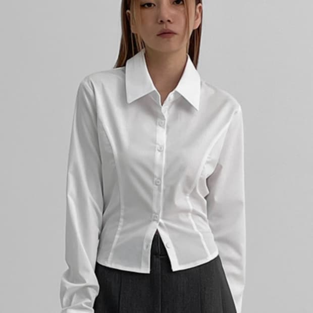 블랙업 샤큰 베이직 셔츠 / 화이트