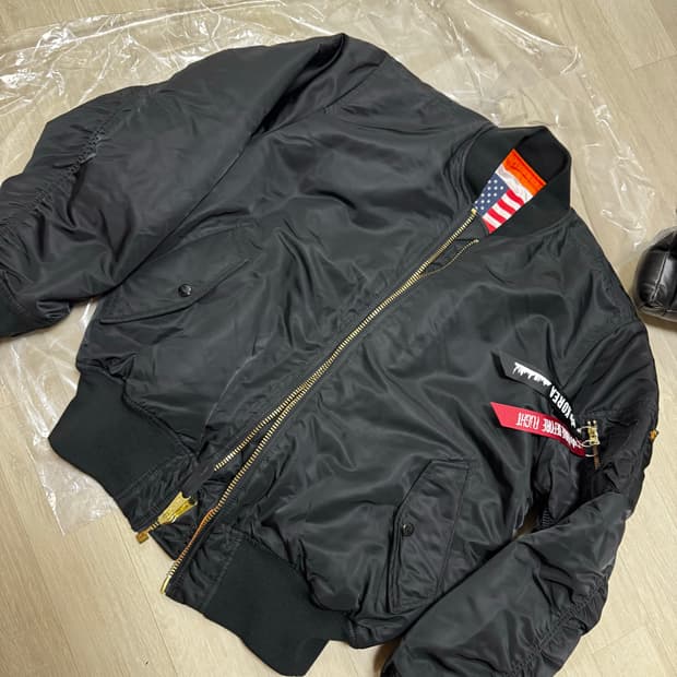 [L] 알파인더스트리 MA-1 블랙 봄버 자켓