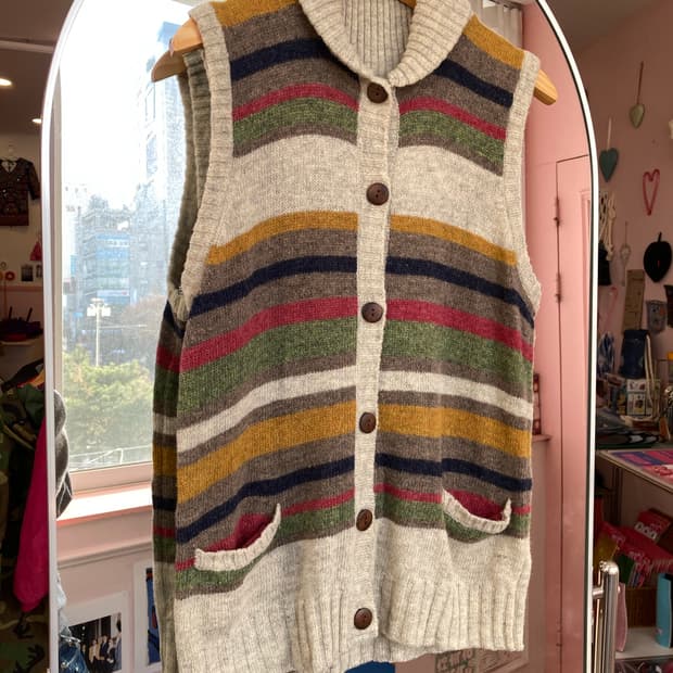 에스닉 스트라이프 레인보우 베스트