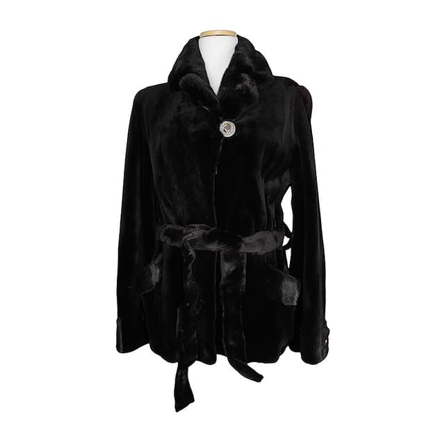 부르다 문 블랙 쉐이빙 밍크 하프 코트 44, 55