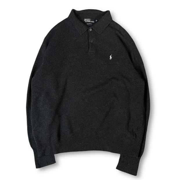 폴로랄프로렌 차콜 울 100 카라 긴팔 니트 105