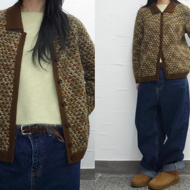 chestnut crochet cardigan