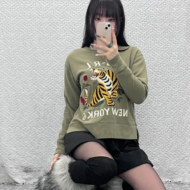 폴로 랄프로렌 올드스쿨 펑크 타이거 자수 맨투맨 XS C10536