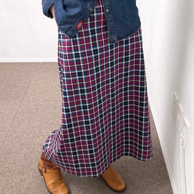 niko and ... 니코앤드 : 체크 롱 스커트 (주머니 있음)