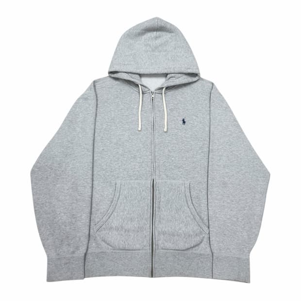 폴로 랄프로렌 QR 그레이 기모 후드집업 자켓 XL