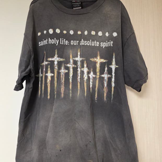 [XL] 세인트 마이클 x 포 섬원 갓 FS 숏슬리브 티셔츠 블랙