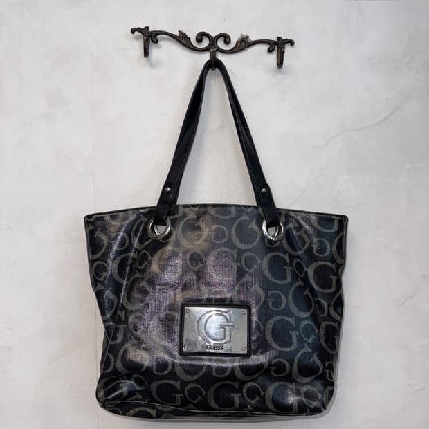 Guess black logo tote bag