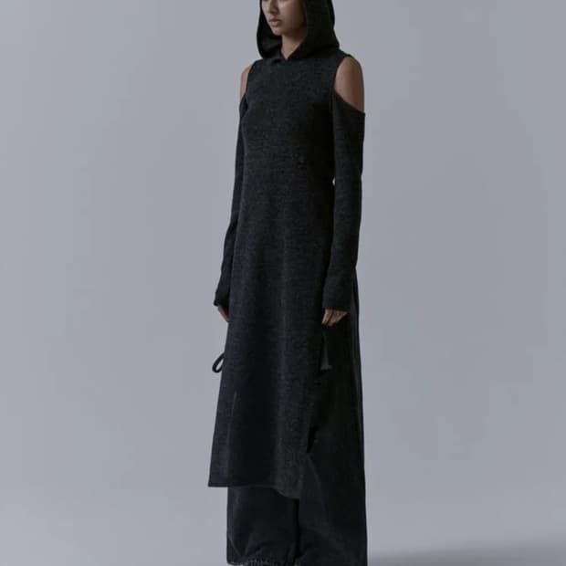 트리밍버드 니트 후드 원피스