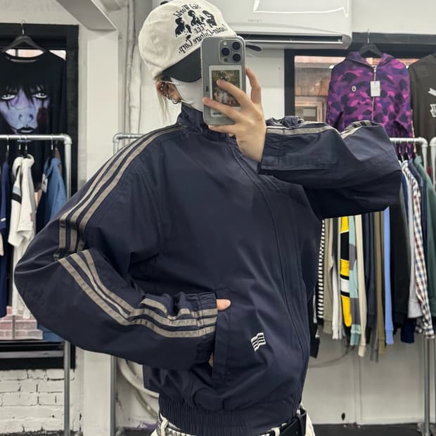 아디다스 넥버클 코튼 자켓