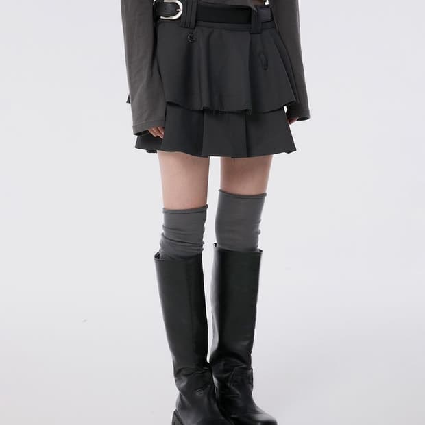 플레어업 치마 Layered Pleats Skirt 차콜 1사이즈