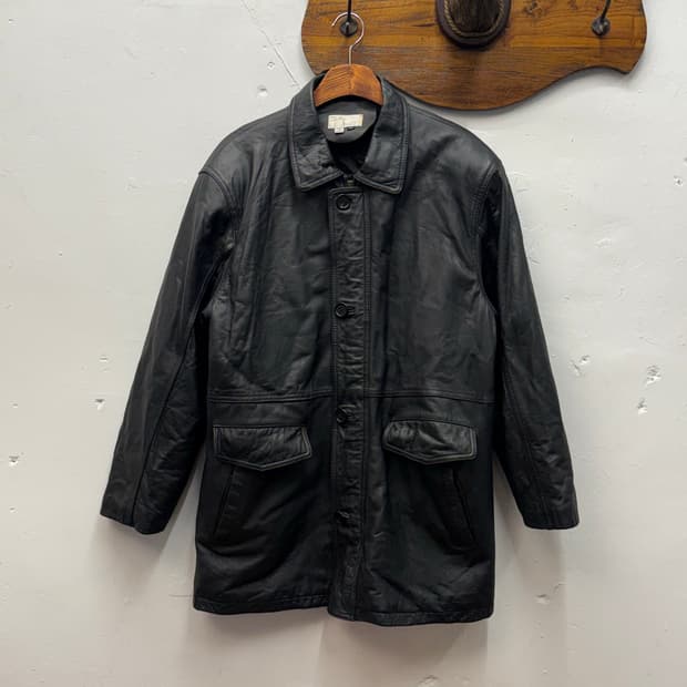 90s Vintage Leather Car Coat