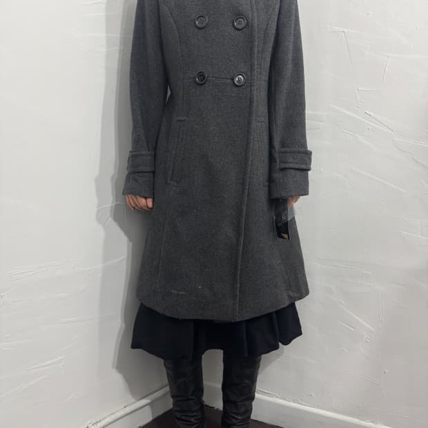 memory gray two button wool coat