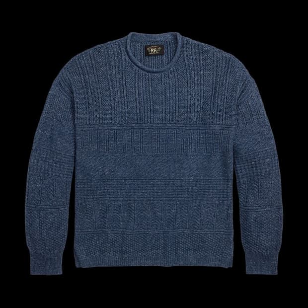 [S] RRL 코튼 린넨 롤넥 스웨터 네이비 컬러