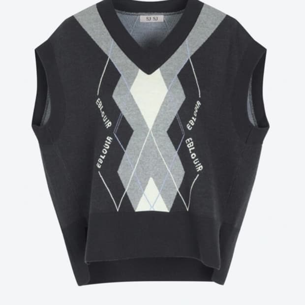 한섬 SJSJ 2022 아가일 니트 베스트 F사이즈